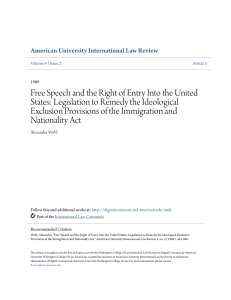 Free Speech and the Right of Entry Into the United States