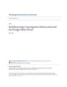 Rebellious State Crimmigration Enforcement and the Foreign Affairs