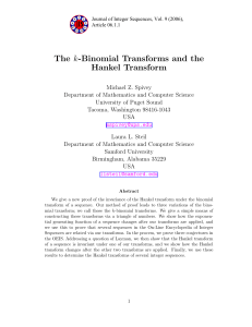 The k-Binomial Transforms and the Hankel Transform