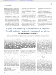 Lipids rule: resetting lipid metabolism restores T cell function in