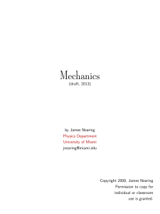 Mechanics - University of Miami Physics Department