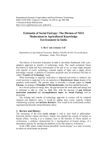 Estimatin of Social Entropy - Research India Publications
