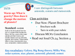 Class activities Due Now: Planet Brochure Discuss MC#2