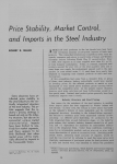 Price StabiUty, Market Controi and Imports in the Steel Industry