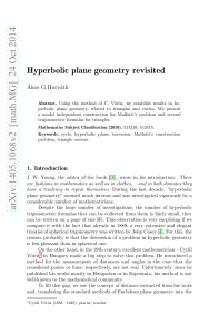 Hyperbolic plane geometry revisited