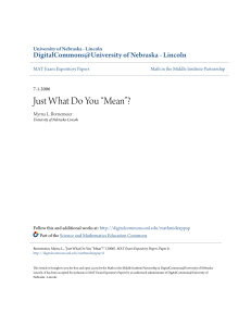 Just What Do You “Mean”? - DigitalCommons@University of