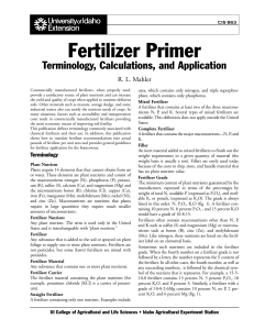 Fertilizer Primer - College of Agricultural and Life Sciences