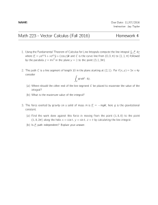 Math 223 - Vector Calculus (Fall 2016) Homework 4