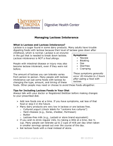 Managing Lactose Intolerance