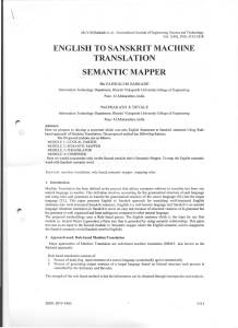 english to sanskrit machine translation semantic mapper