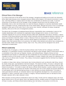 Ethical Role of the Manager