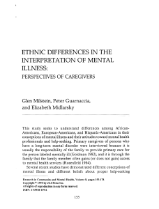 ethnic differences in the interpretation of mental illness