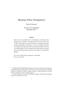 Monetary Policy Transparency - Faculty of Economics