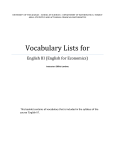 Vocabulary Lists for
