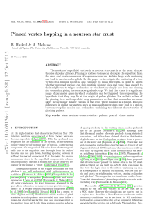 Pinned vortex hopping in a neutron star crust