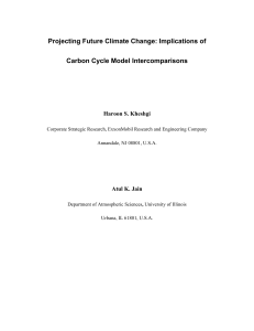 Projecting future climate change: implications of carbon cycle model