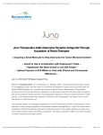 Juno Therapeutics Adds Adenosine Receptor Antagonist Through