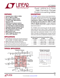 LTC5592 - Dual 1.6GHz to 2.7GHz High Dynamic Range