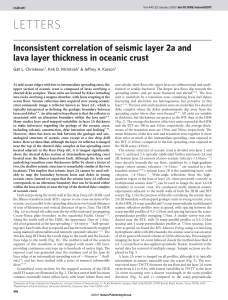 Inconsistent correlation of seismic layer 2a and lava layer thickness