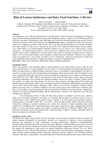 Risk of Lactose Intolerance and Dairy Food Nutrition: A