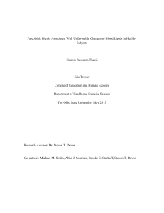 Paleolithic Diet is Associated With Unfavorable Changes to Blood