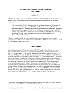 Plate Tectonics Teacher Assessment User Manual