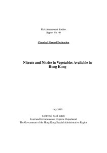 Nitrate and Nitrite in Vegetables Available in Hong Kong
