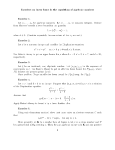 Exercises on linear forms in the logarithms of algebraic numbers