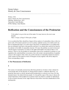 Reification and the Consciousness of the Proletariat