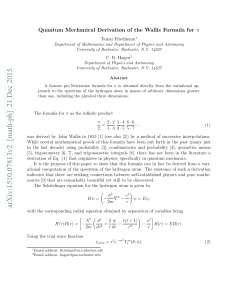 Quantum Mechanical Derivation of the Wallis Formula for $\ pi$