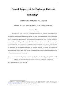 Growth Impacts of the Exchange Rate and Technology