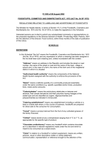 Regulations Relating to Labelling and Advertising of Foodstuffs