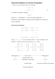 Numerical Solutions of a System of Equations