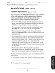 (pages 110–115) Mendel`s Experiments (pages 111–112)