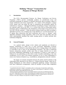 Defining “Merger” - International Competition Network
