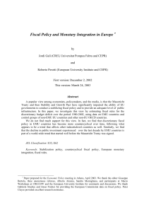 Fiscal Policy and Monetary Integration in Europe