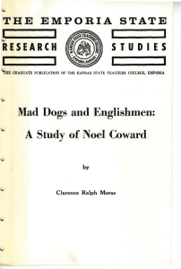 Mad Dogs and Englishmen: A Study of Noel Coward