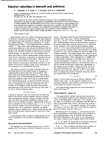 Electron velocities in bismuth and antimony