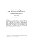 High Density Quark Matter and Color Superconductivity
