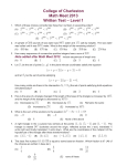 College of Charleston Math Meet 2013 Written Test – Level 1