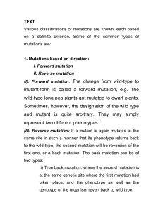 (I). Forward mutation: The change from wild-type to mutant