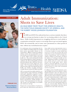 ISSUE BRIEF Adult Immunization: Shots To Save Lives