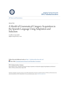 A Model of Grammatical Category Acquisition in the Spanish