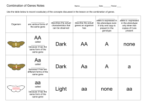 Combination of Genes Notes