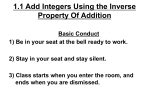 1.1 Add Integers Using the Inverse Property Of Addition