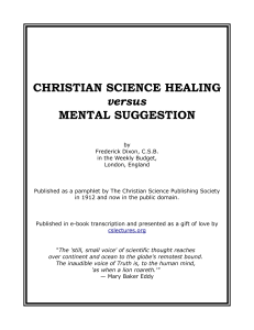 CHRISTIAN SCIENCE HEALING versus MENTAL