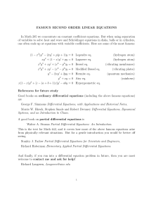 Famous differential equations, and references