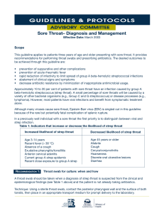 Diagnosis And Management Of Sore Throat