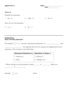 Two step equations Unit 2