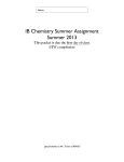 IB Chemistry Summer Assignment Summer 2013